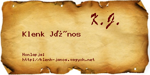Klenk János névjegykártya