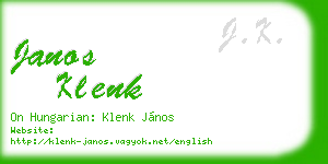 janos klenk business card